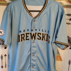 Nashville Brewskis Light Blue Baseball Jersey